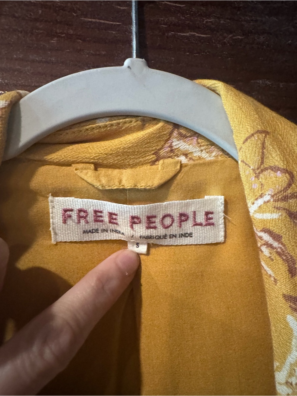 Free People Mustard Yellow Floral Longline Duster - Picture 3 of 3